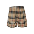 Beige Nylon Check Swim - Men's