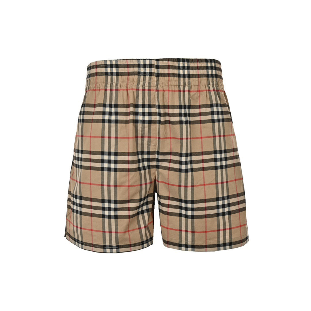 Beige Nylon Check Swim - Men's