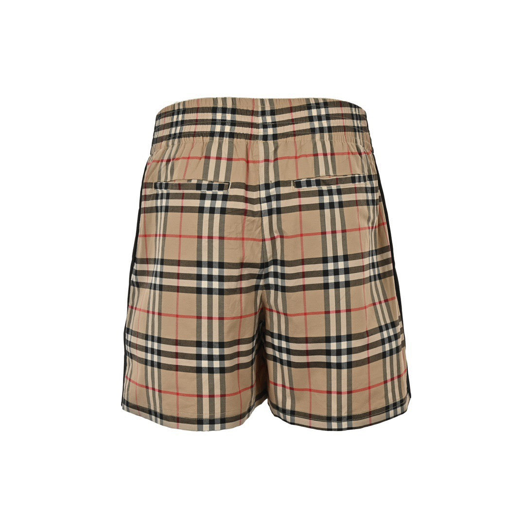 Beige Nylon Check Swim - Men's