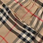 Beige Nylon Check Swim - Men's