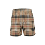 Beige Nylon Check Swim - Men's