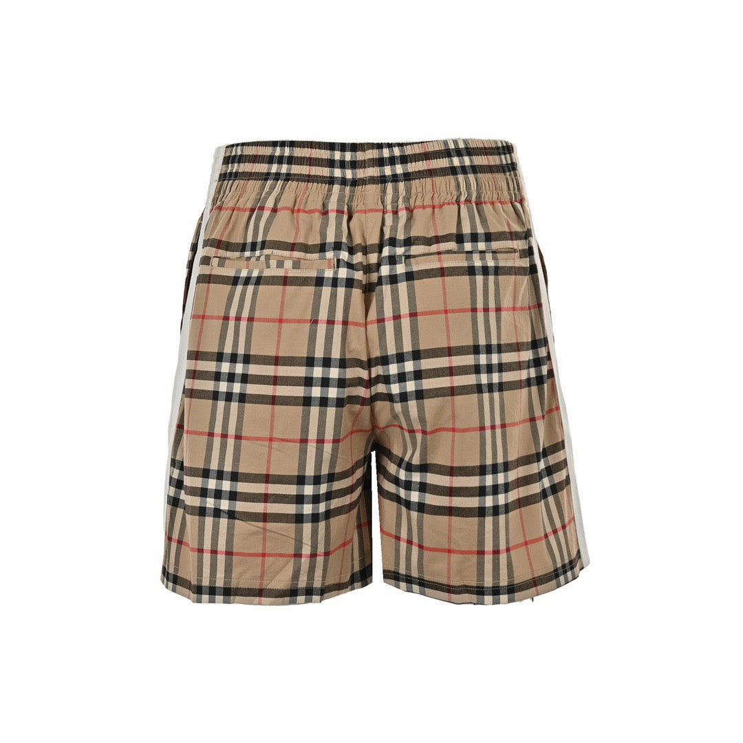 Beige Nylon Check Swim - Men's