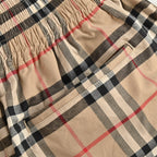Beige Nylon Check Swim - Men's