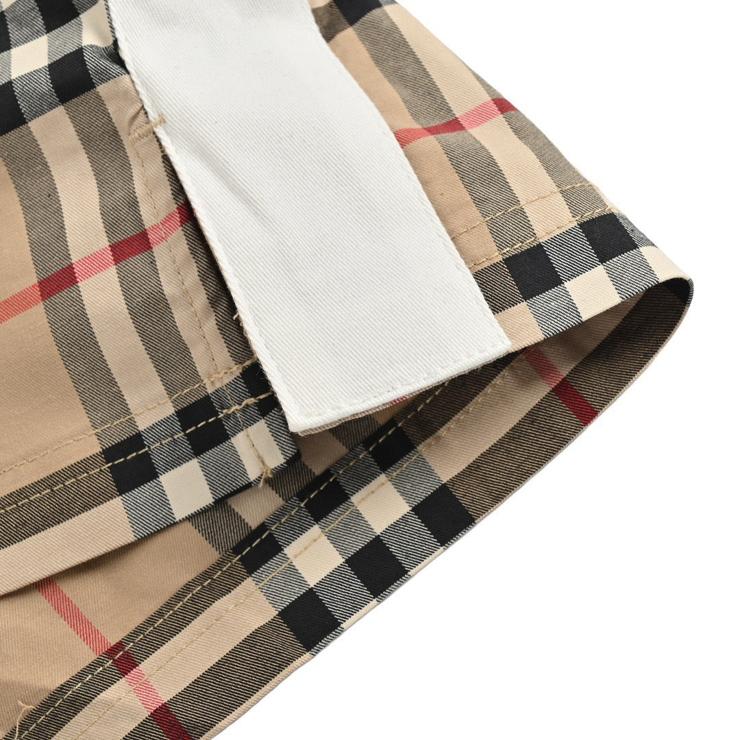 Beige Nylon Check Swim - Men's