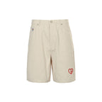 Cream Cotton Heart Motif Straight - Men's