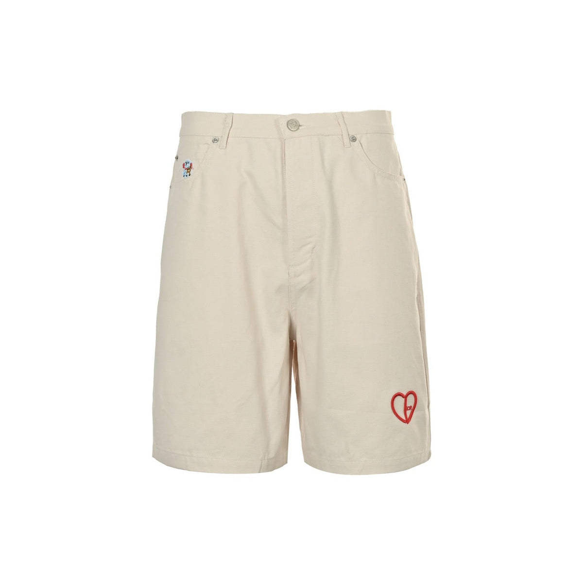 Cream Cotton Heart Motif Straight - Men's