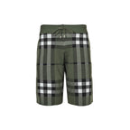 Olive Nylon Check Swim - Men's