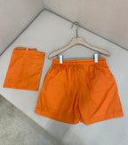 Orange Nylon Badeshorts mit Kontrastband – Herren