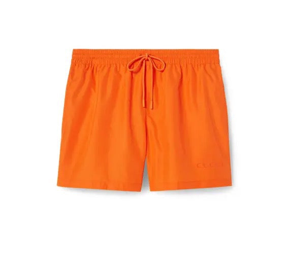 Orange Nylon Badeshorts mit Kontrastband – Herren
