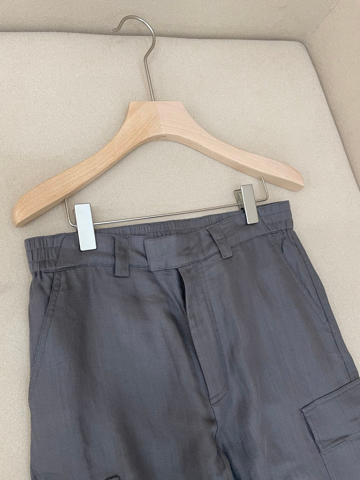 Weiße Baumwoll-Cargo mit weitem Bein – Damen