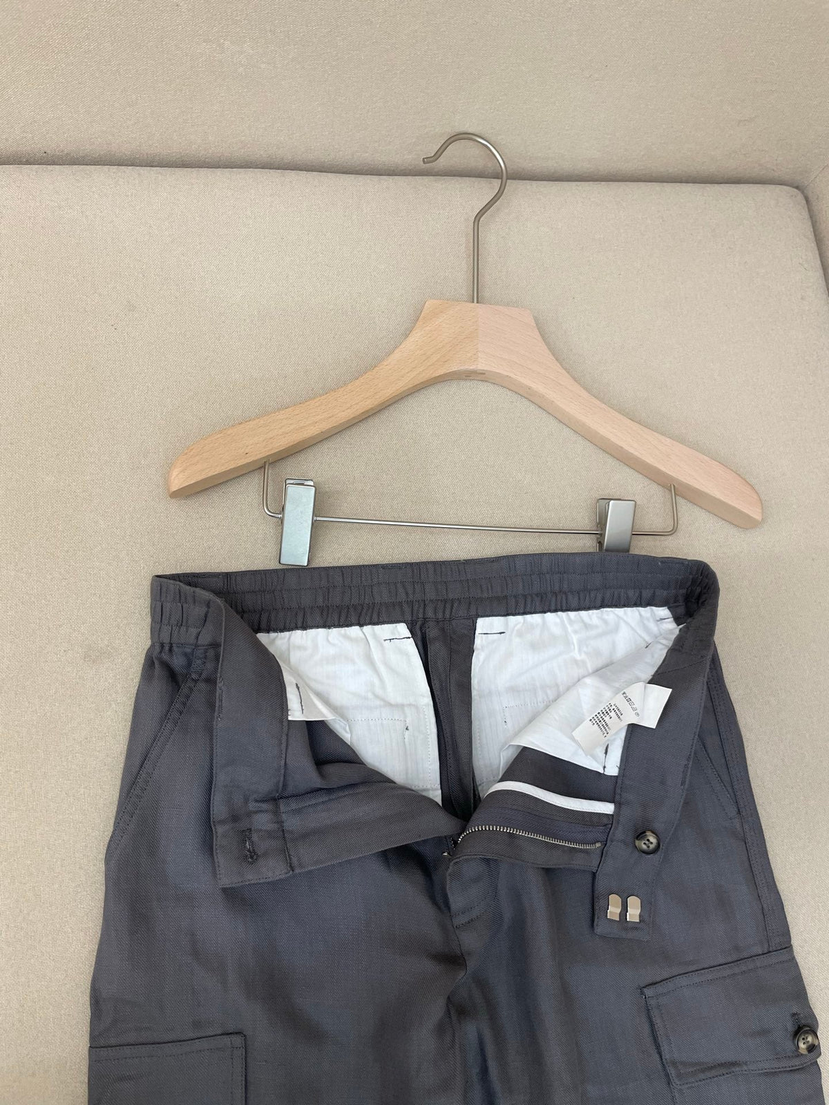 Weiße Baumwoll-Cargo mit weitem Bein – Damen