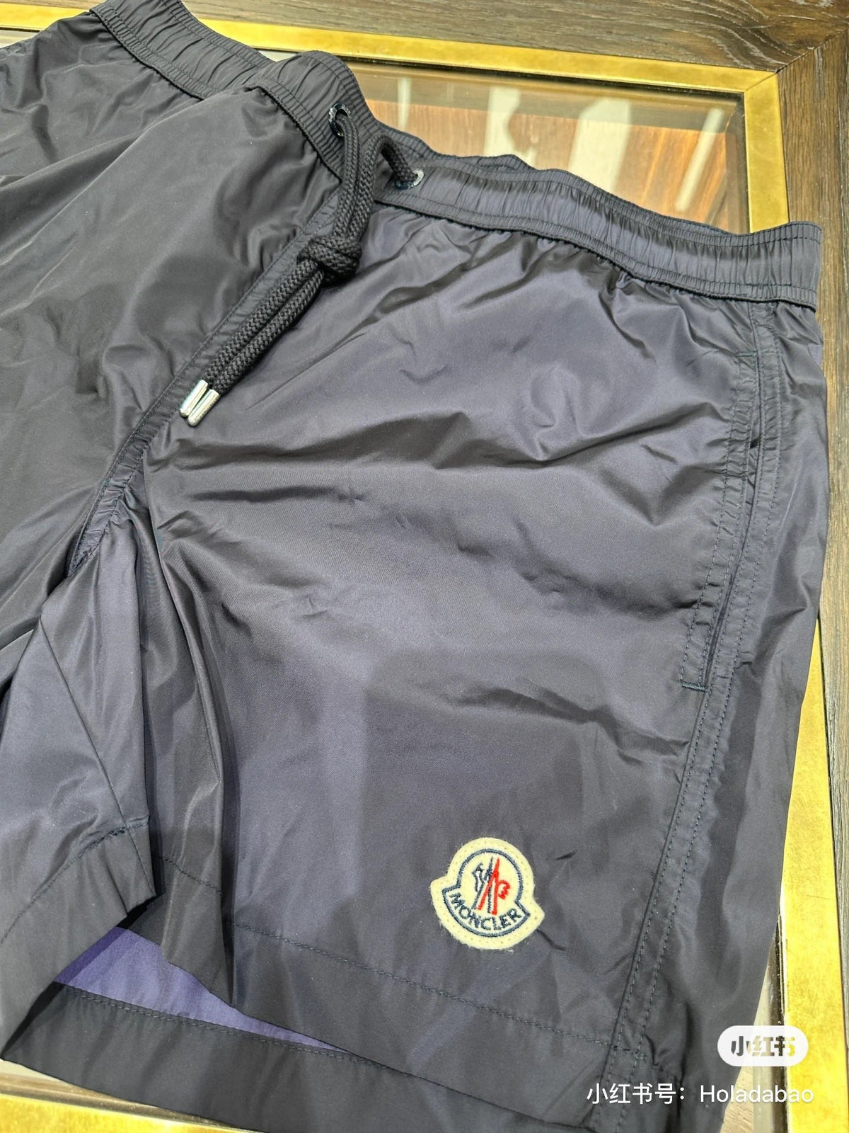 Orangefarbene Badeshorts aus schlichtem Nylon – Herren