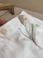White Cotton Tailored Cargo - Men's