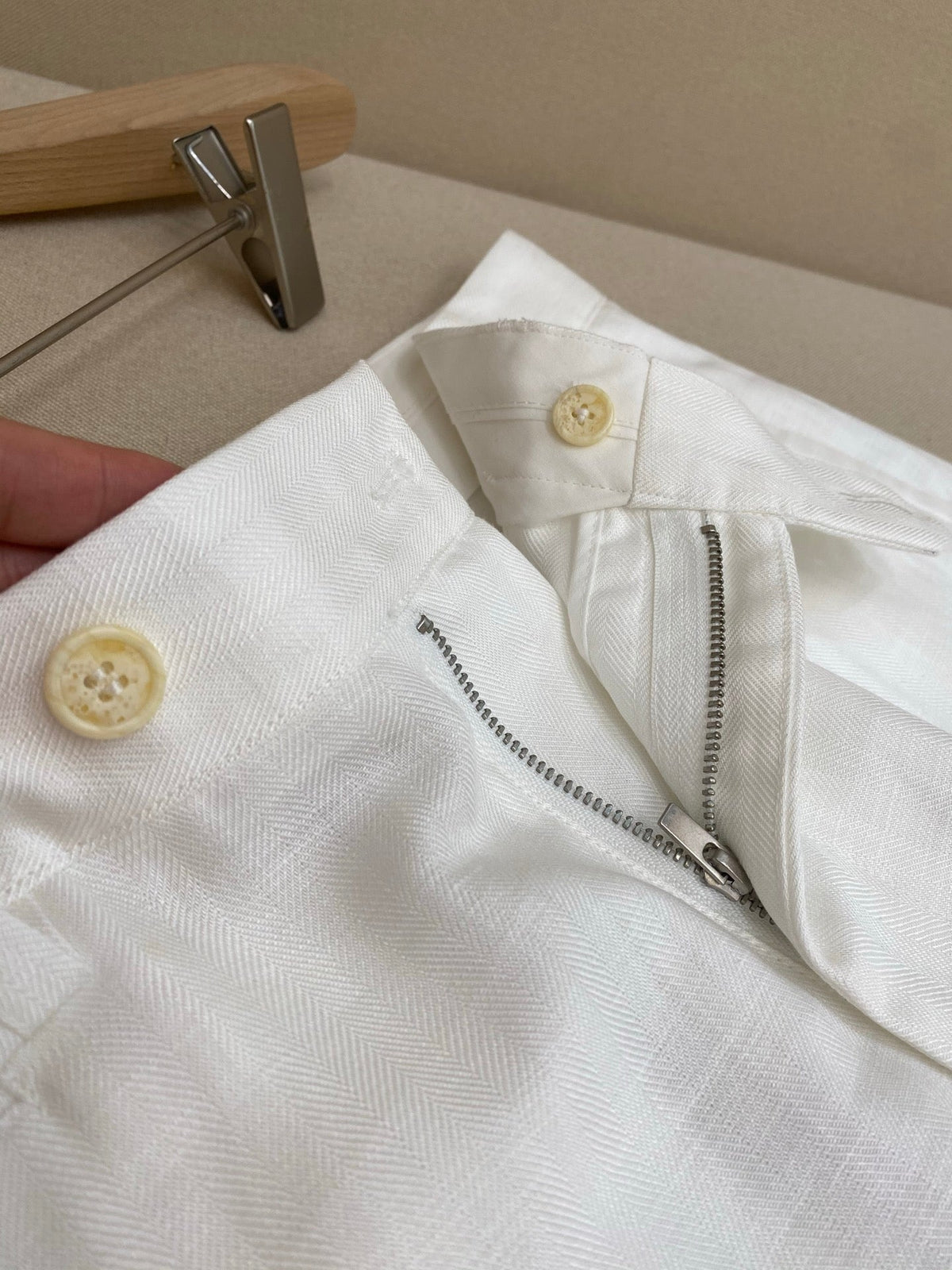 White Cotton Tailored Cargo - Men's