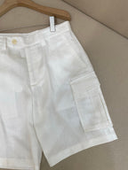 White Cotton Tailored Cargo - Men's