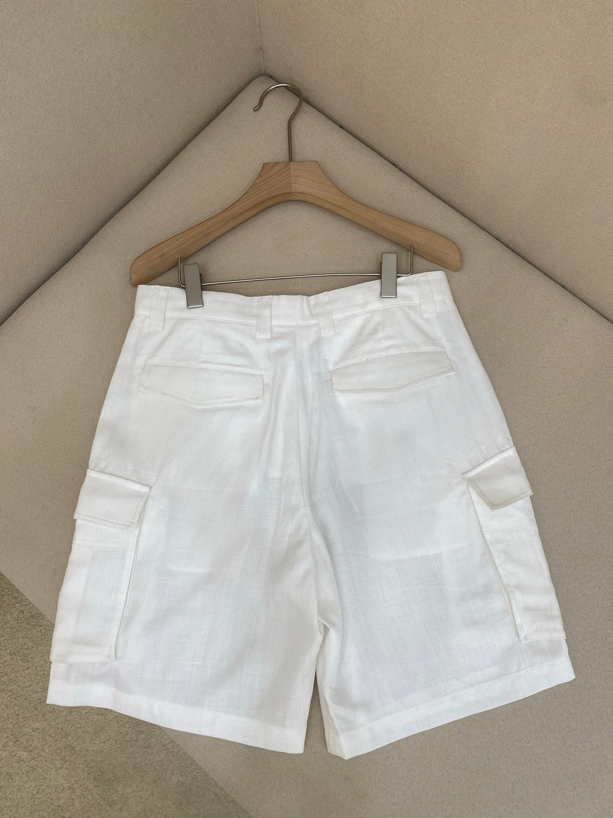 White Cotton Tailored Cargo - Men's