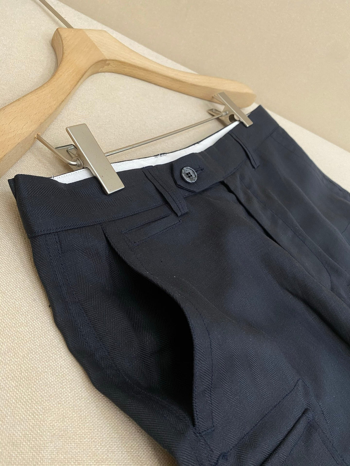 White Cotton Tailored Cargo - Men's