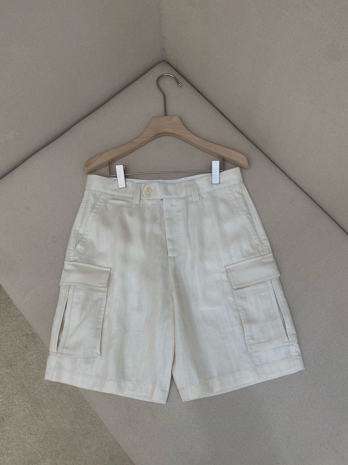 White Cotton Tailored Cargo - Men's