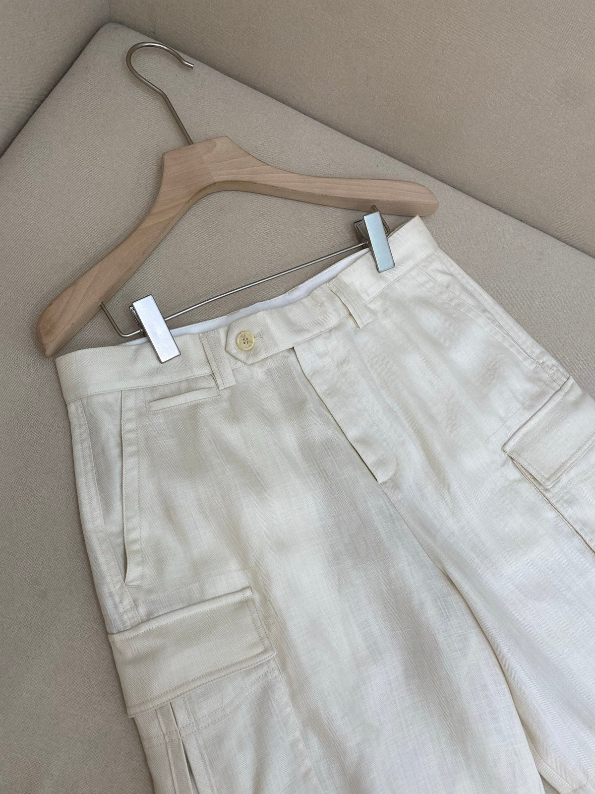 White Cotton Tailored Cargo - Men's