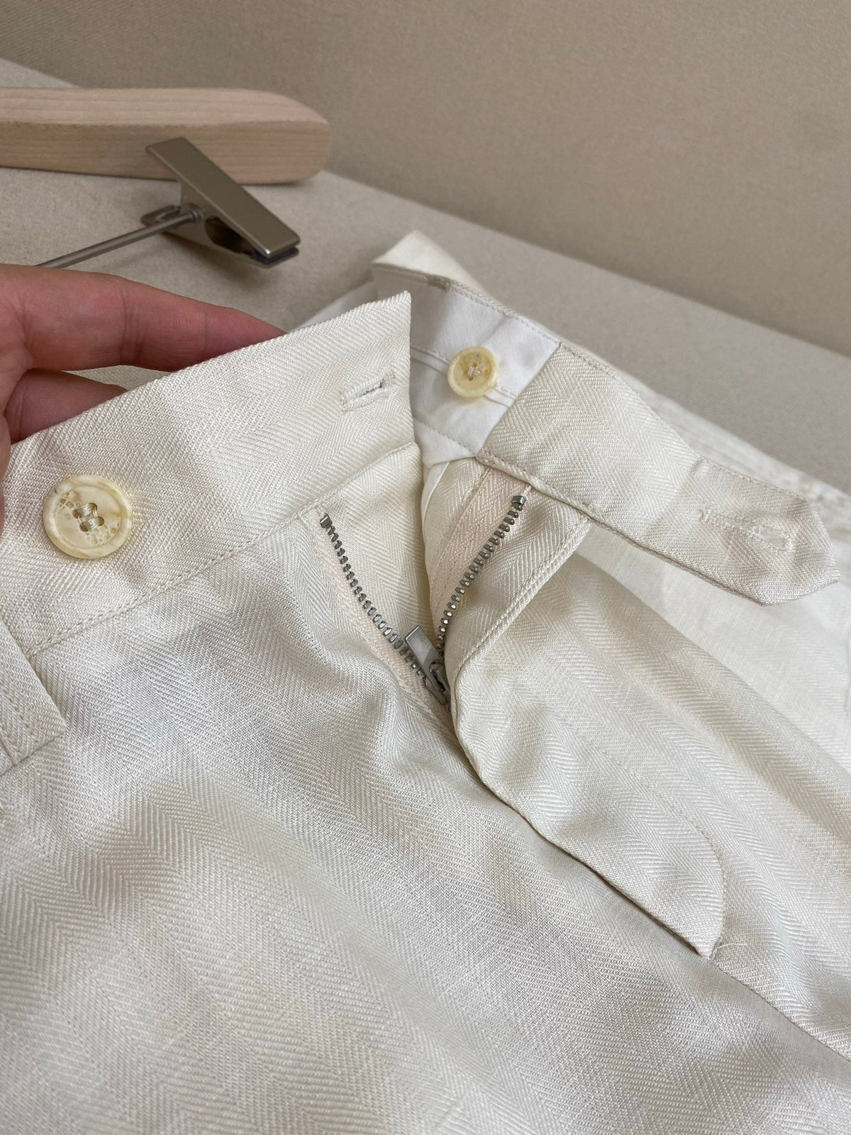 White Cotton Tailored Cargo - Men's