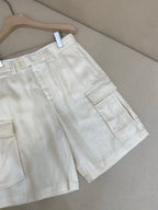 White Cotton Tailored Cargo - Men's