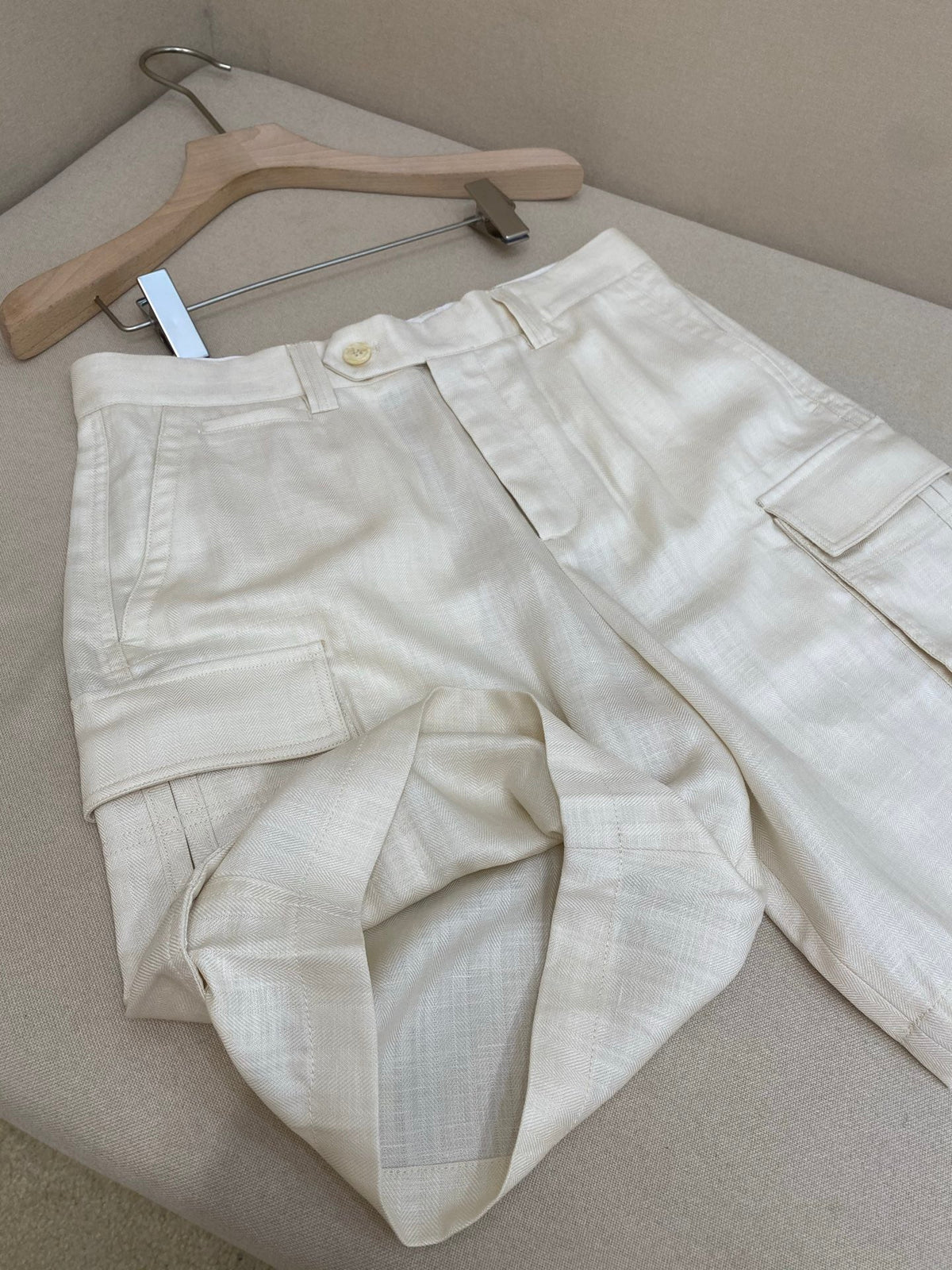White Cotton Tailored Cargo - Men's