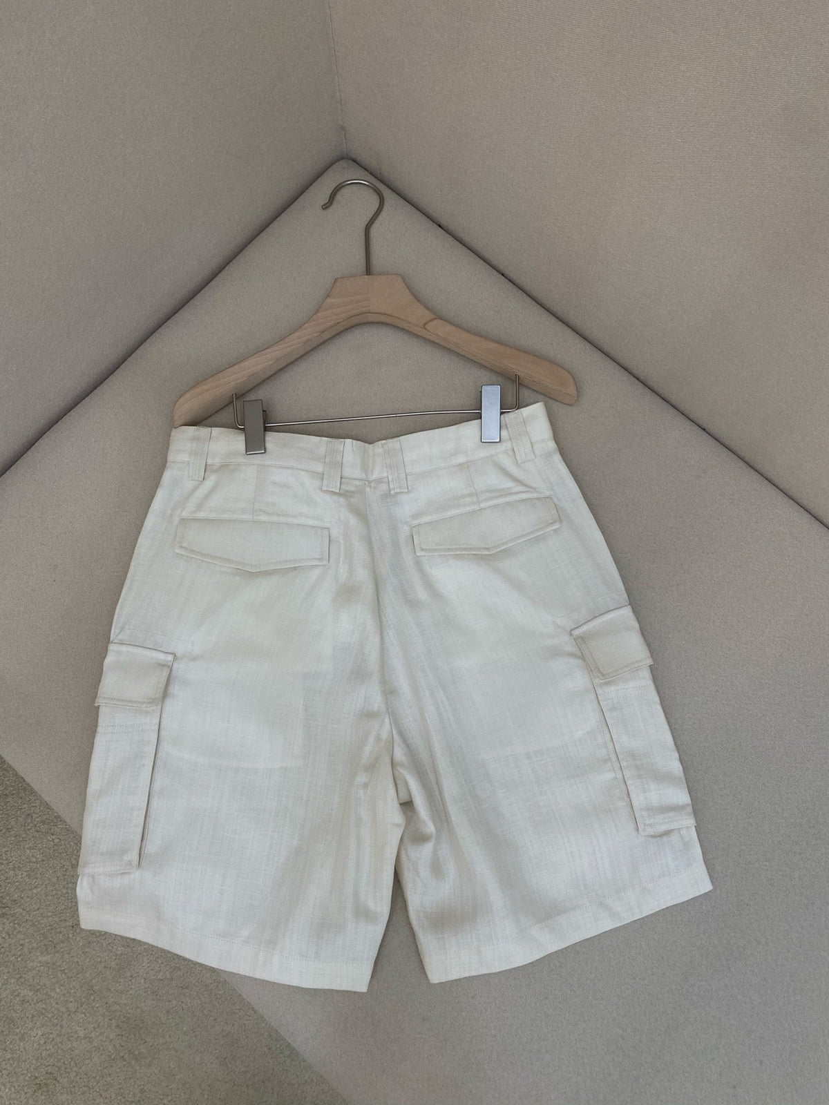 White Cotton Tailored Cargo - Men's