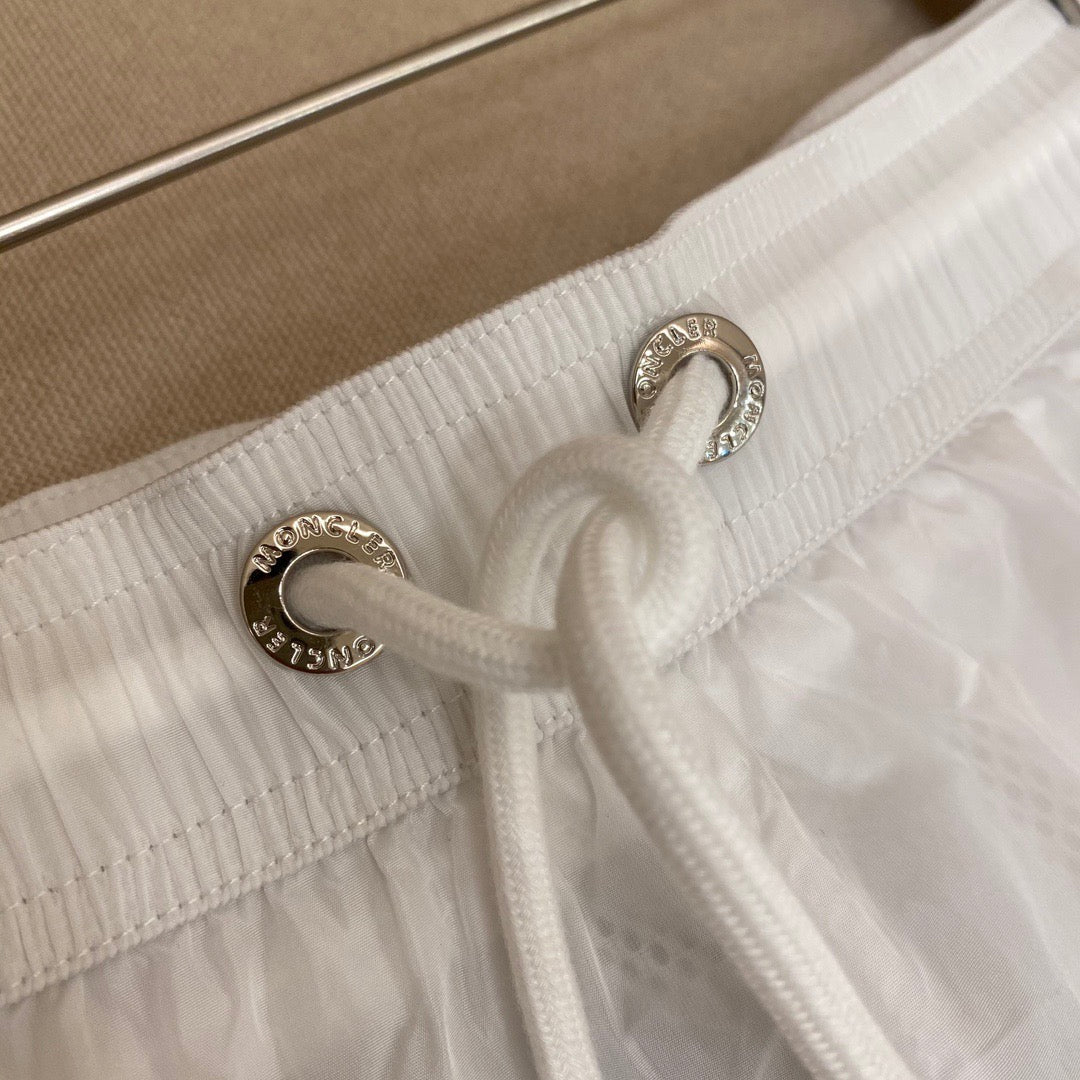 White Nylon Contrast Trim Swim - Men's