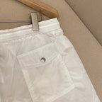 White Nylon Contrast Trim Swim - Men's