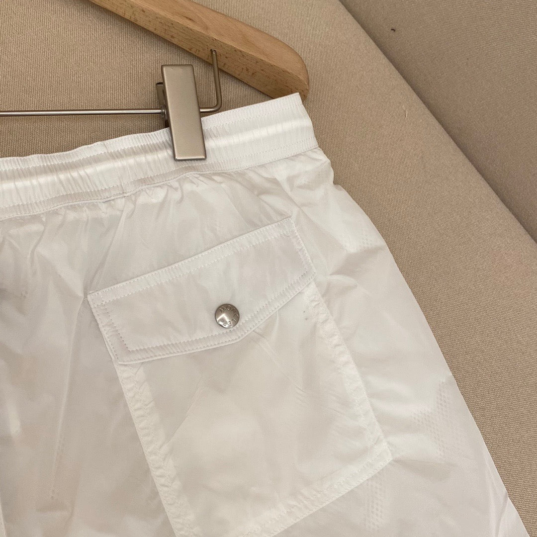 White Nylon Contrast Trim Swim - Men's