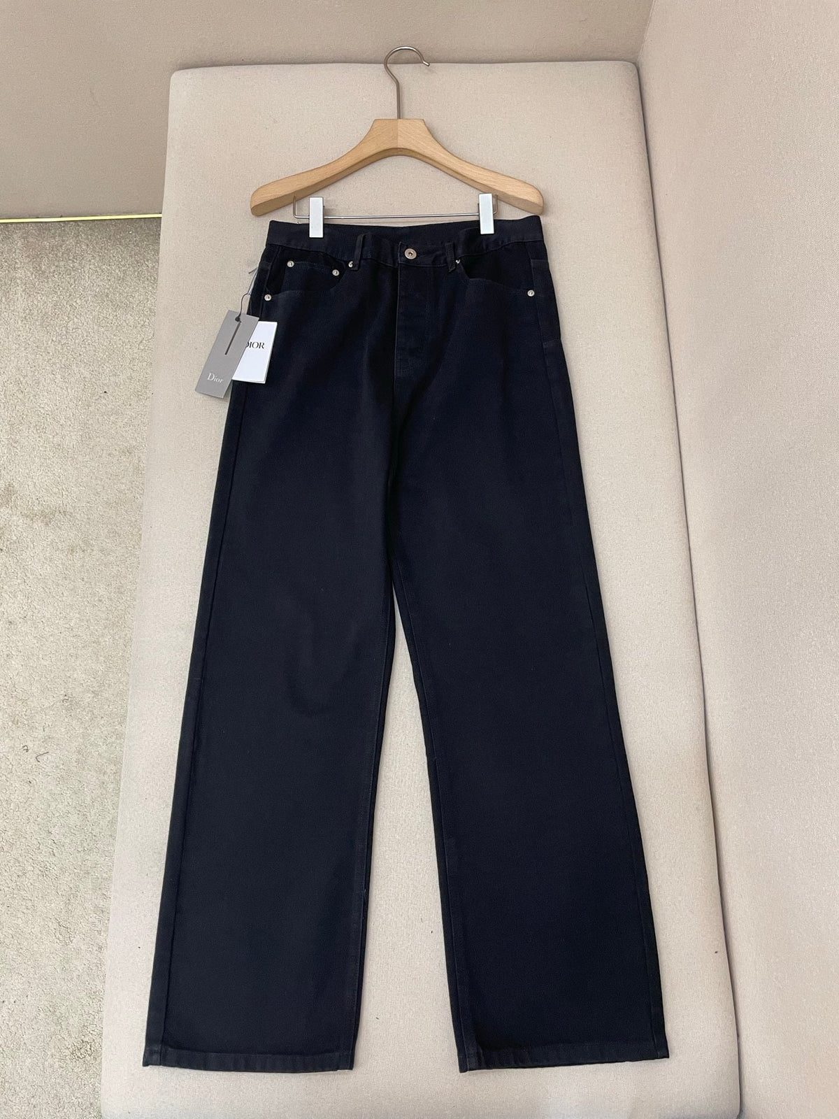 Marineblaue Jeans, schlicht, weites Bein – Damen