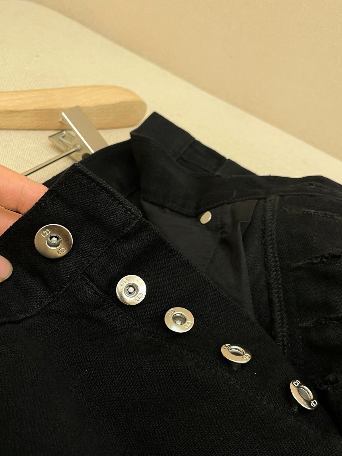 Marineblaue Jeans, schlicht, weites Bein – Damen