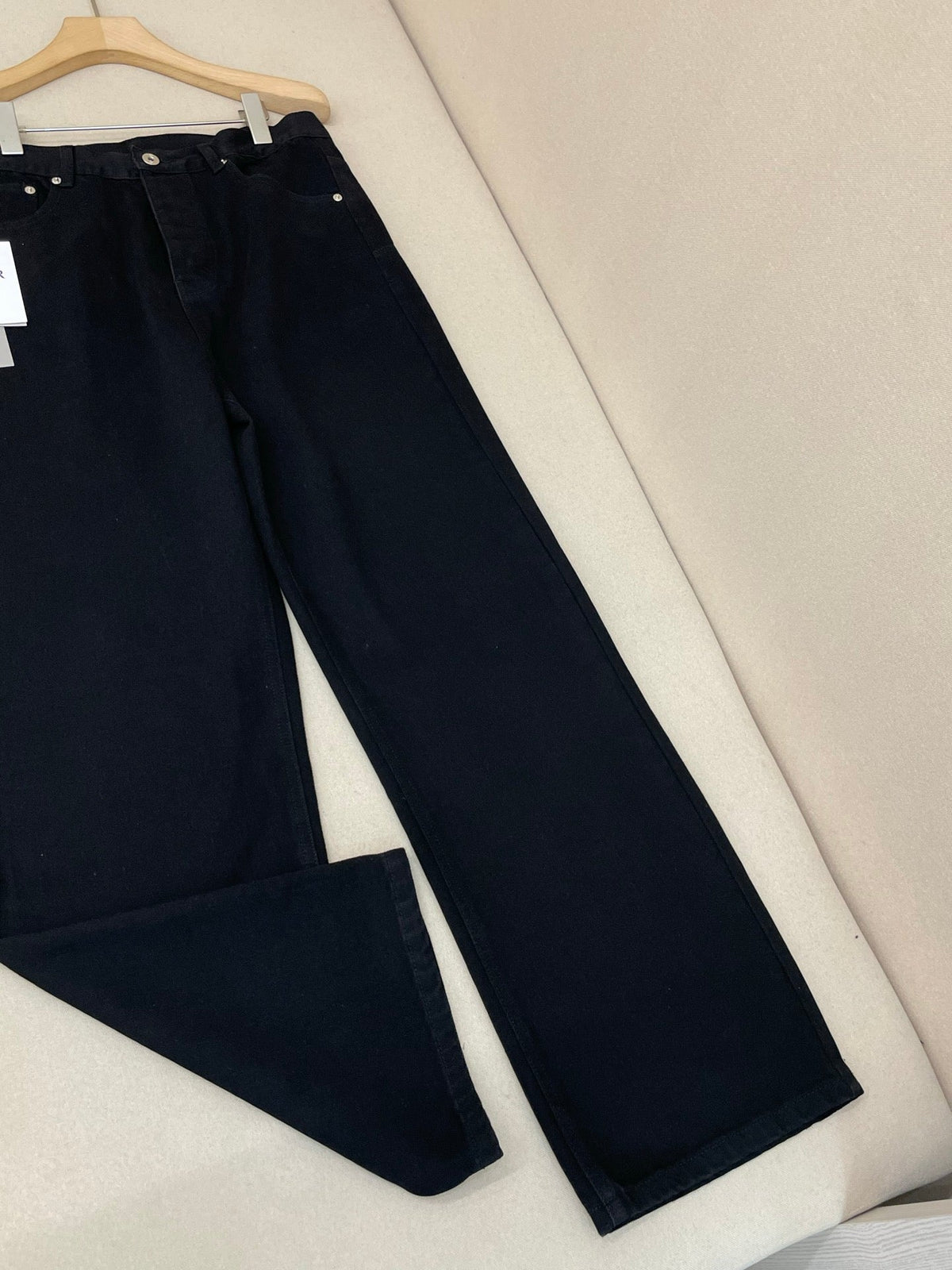 Marineblaue Jeans, schlicht, weites Bein – Damen