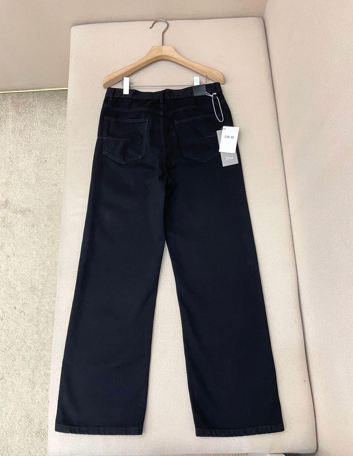 Marineblaue Jeans, schlicht, weites Bein – Damen