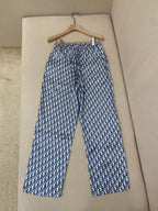 Blaue Baumwoll-Monogramm-Hose mit weitem Bein – Herren