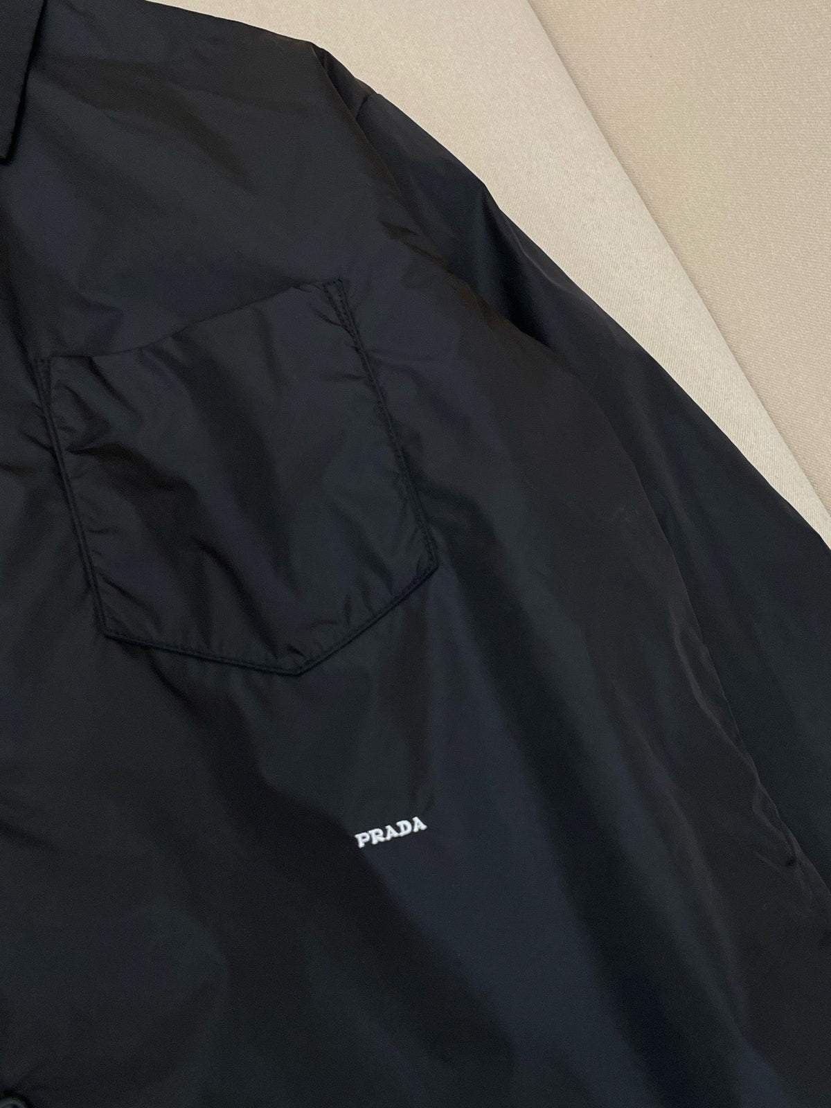 Black Nylon Tonal Shirt Jacket - Men's