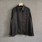 Schwarze Leder-Hemdjacke – Herren