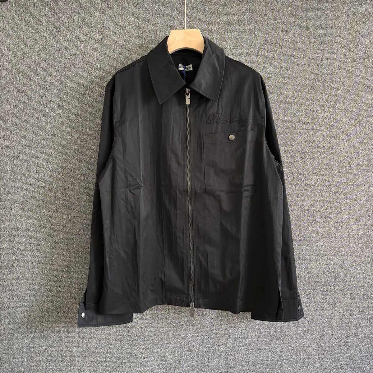 Black Leather Plain Shirt Jacket - Men's