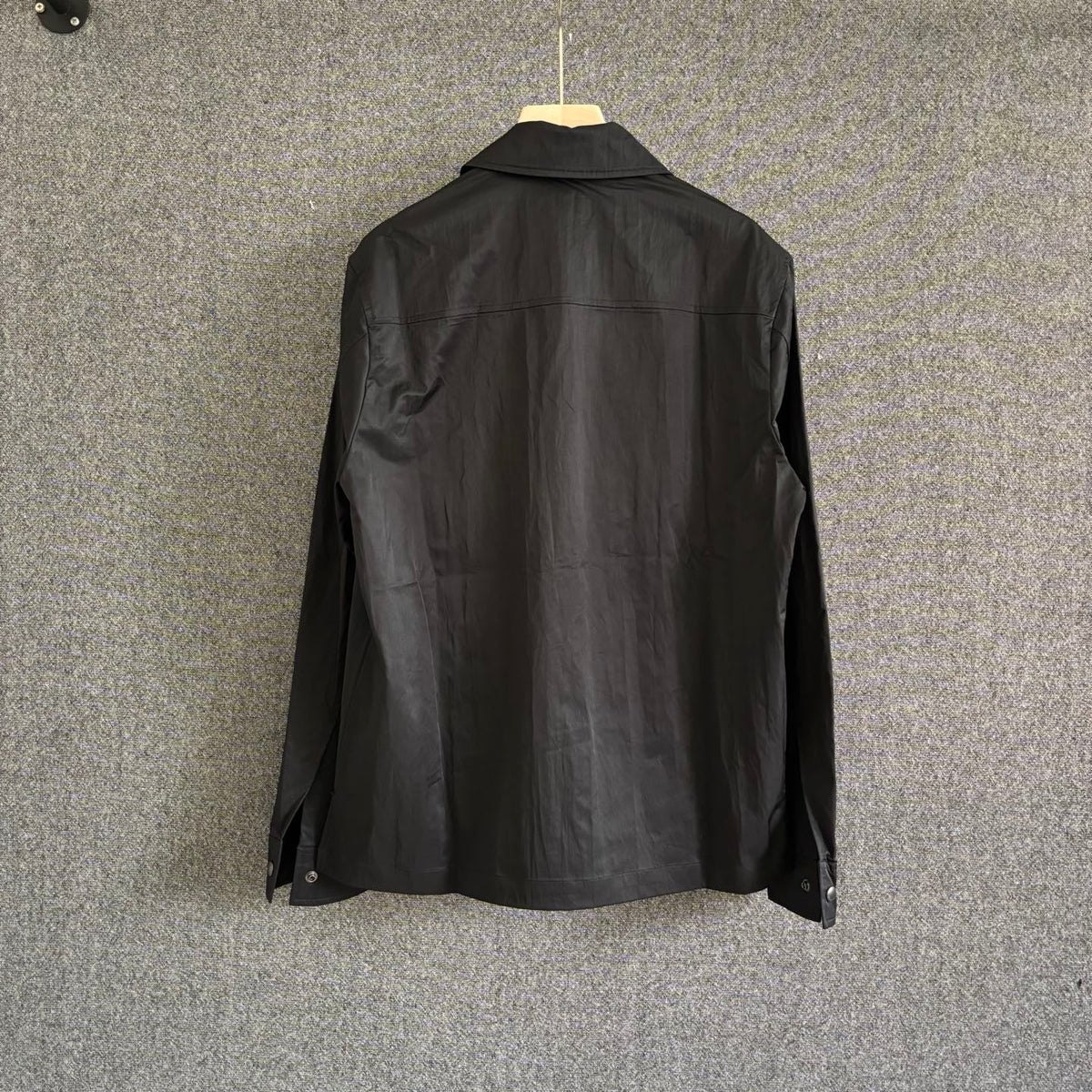 Black Leather Plain Shirt Jacket - Men's