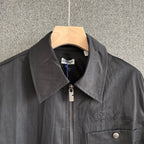 Schwarze Leder-Hemdjacke – Herren