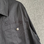 Schwarze Leder-Hemdjacke – Herren