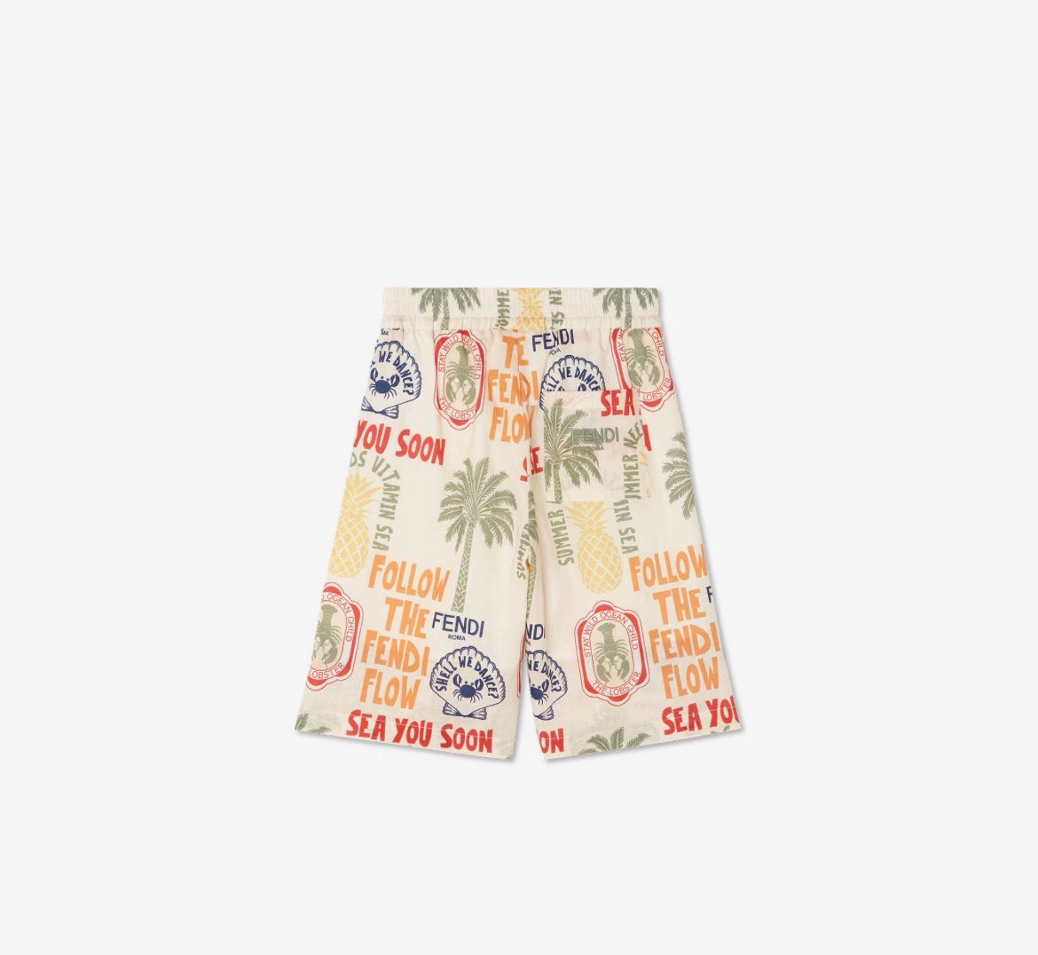 White Nylon Graphic Print Swim - Men's