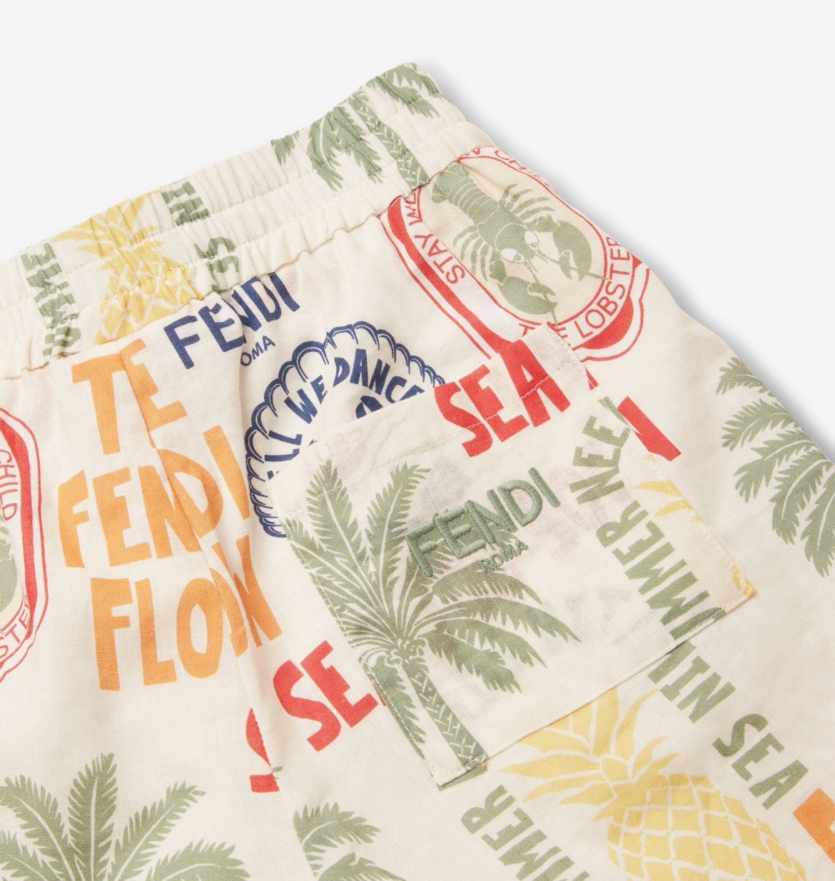 White Nylon Graphic Print Swim - Men's