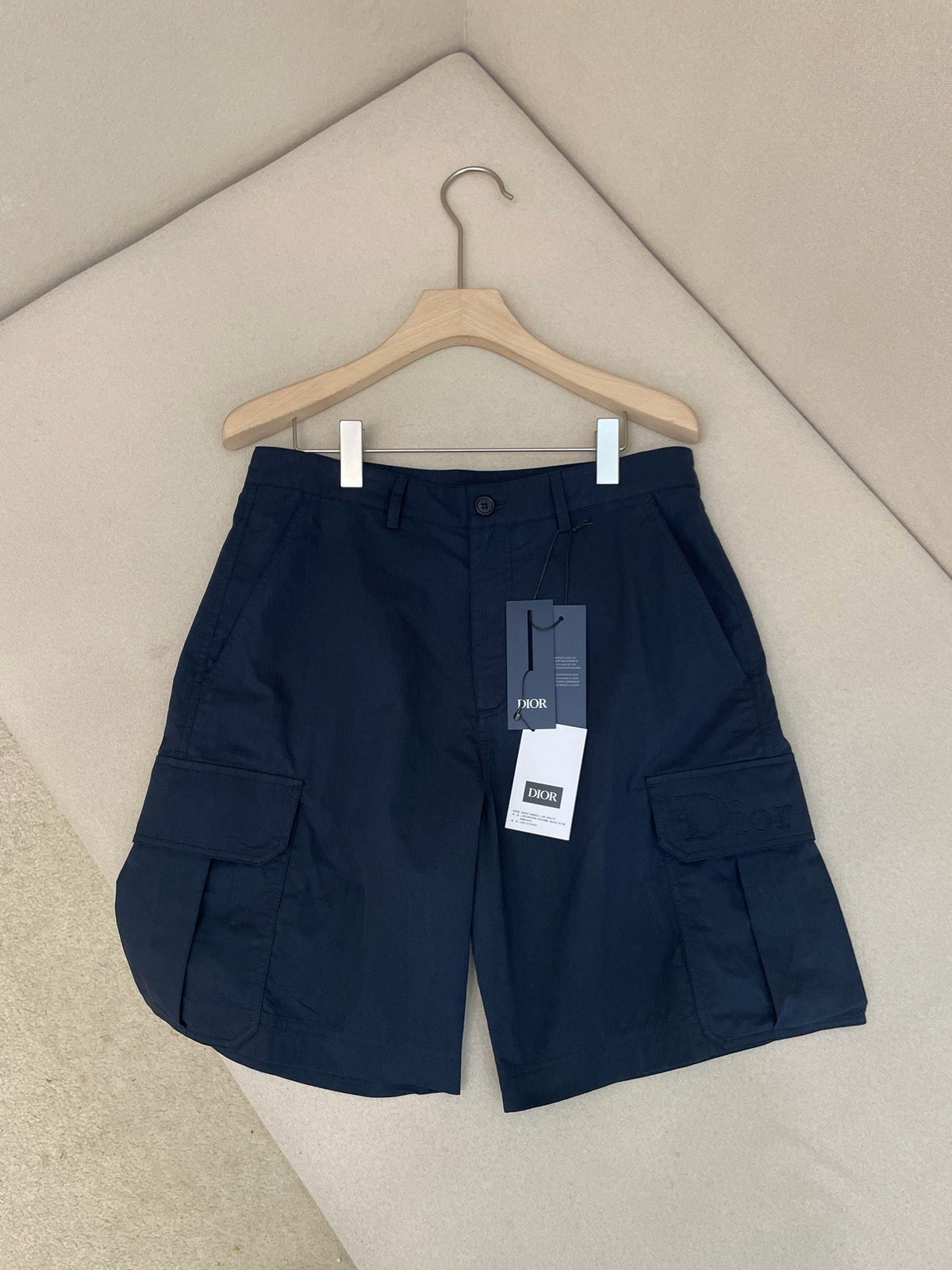 Navy Cotton Plain Cargo - Men's