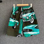 Grüne Nylon-Badehose mit Auto-Print – Herren