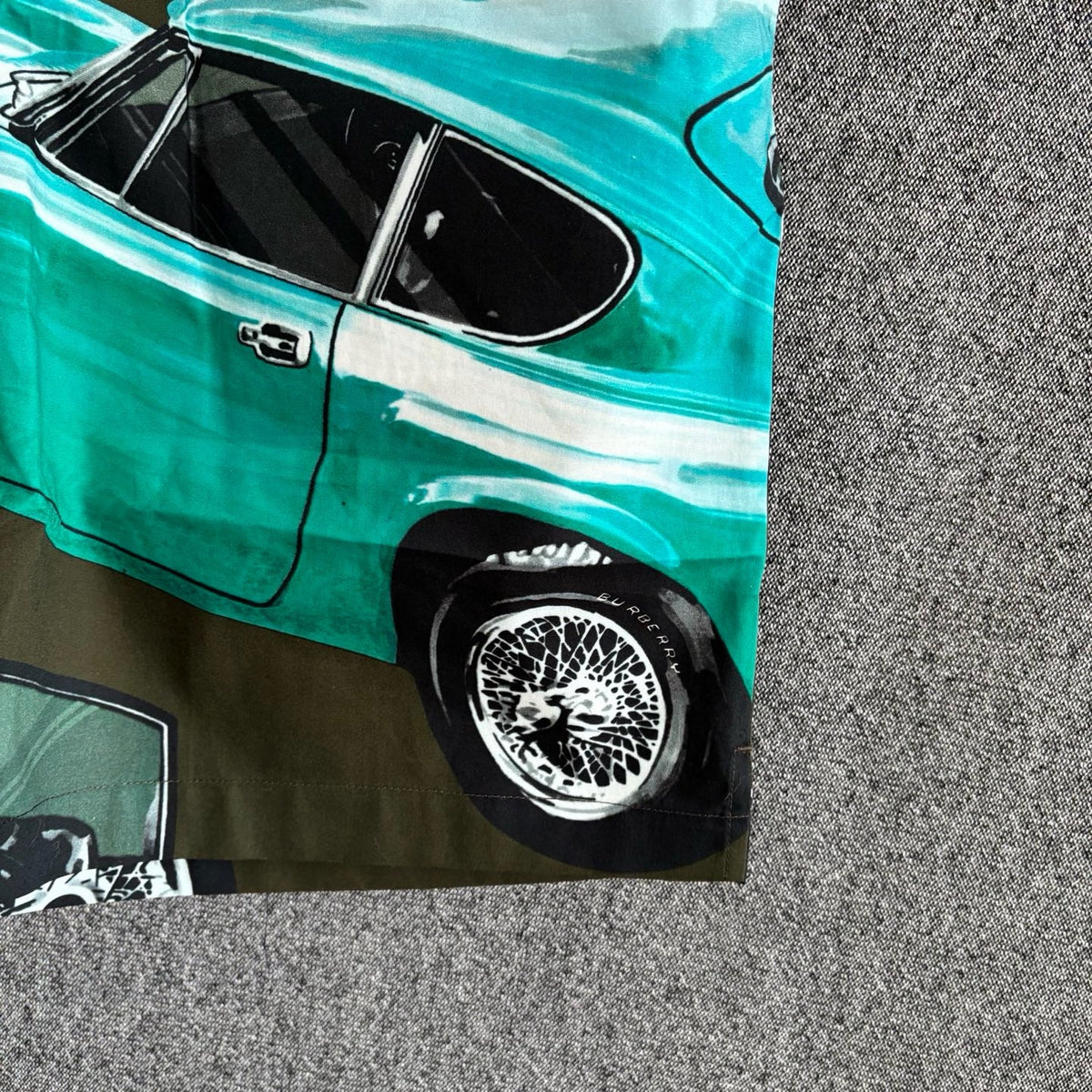 Grüne Nylon-Badehose mit Auto-Print – Herren