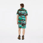 Grüne Nylon-Badehose mit Auto-Print – Herren