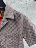 Brown Silk Monogram Short-Sleeve - Men's