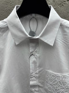 Blaues Baumwoll-Langarmshirt mit Tasche – Herren