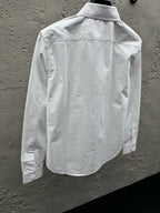 Blaues Baumwoll-Langarmshirt mit Tasche – Herren
